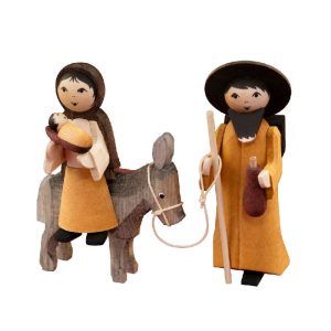 Maria und Josef auf Esel gebeizt