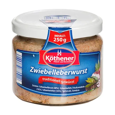 Köthener, Zwiebelleberwurst, traditionell gewürzt, 250 g Glas