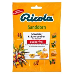 Ricola, Schweizer Kräuterbonbon, Sanddorn, 75 g Beutel