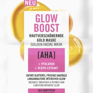 Glow Boost hautverschönernde Gold Maske mit AHA, Hyaluron & Algen-Extrakt