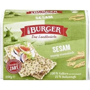 Burger, Vollkorn-Knäckebrot mit Sesam, 250 g Paket