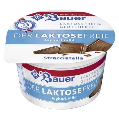 Bauer, Der laktosefreie Joghurt mild, Stracciatella, 3,5% Fett, 100 g Becher