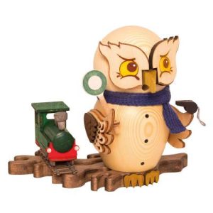 Räuchermann Eule mit Eisenbahn – Neuheit 2024