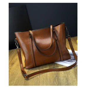 AnBeck Damen Handtasche Leder Umhängetasche (Braun)