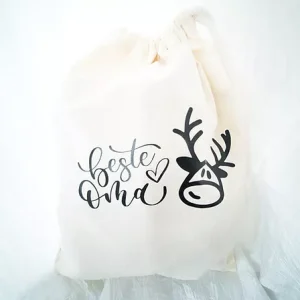 Personalisiertes Weihnachtssackerl – 100% Baumwolle “Beste Oma”