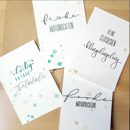 Handgemachte Weihnachtskarten in Aquarelltechnik “Kugel” – Bild 2