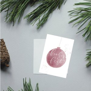 Handgemachte Weihnachtskarten in Aquarelltechnik “Kugel”