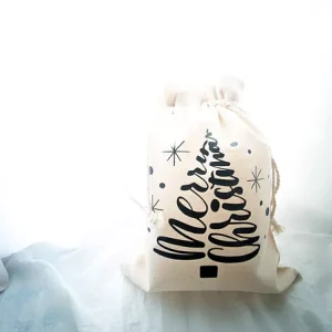 Personalisiertes Weihnachtssackerl – 100% Baumwolle “Merry Christmas”