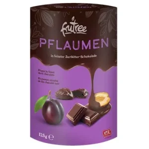 FruTree, Pflaumen in Zartbitter-Schokolade, 125 g Schachtel