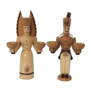 Kerzenhalter Engel und Bergmann natur, klein