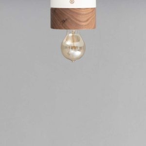 Deckenleuchte aus Walnuss Holz skandinavisches Design 0239 ALMUT Farbe Winterweiss