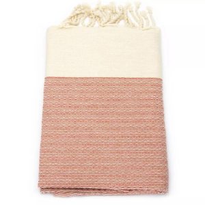 Tuch *Fouta* Hamamtuch Feine Linien, Terracotta 200x100cm