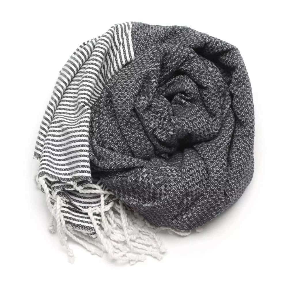 Tuch *Fouta* Hamamtuch Wabenmuster, Black Panther 200x100cm – Bild 3