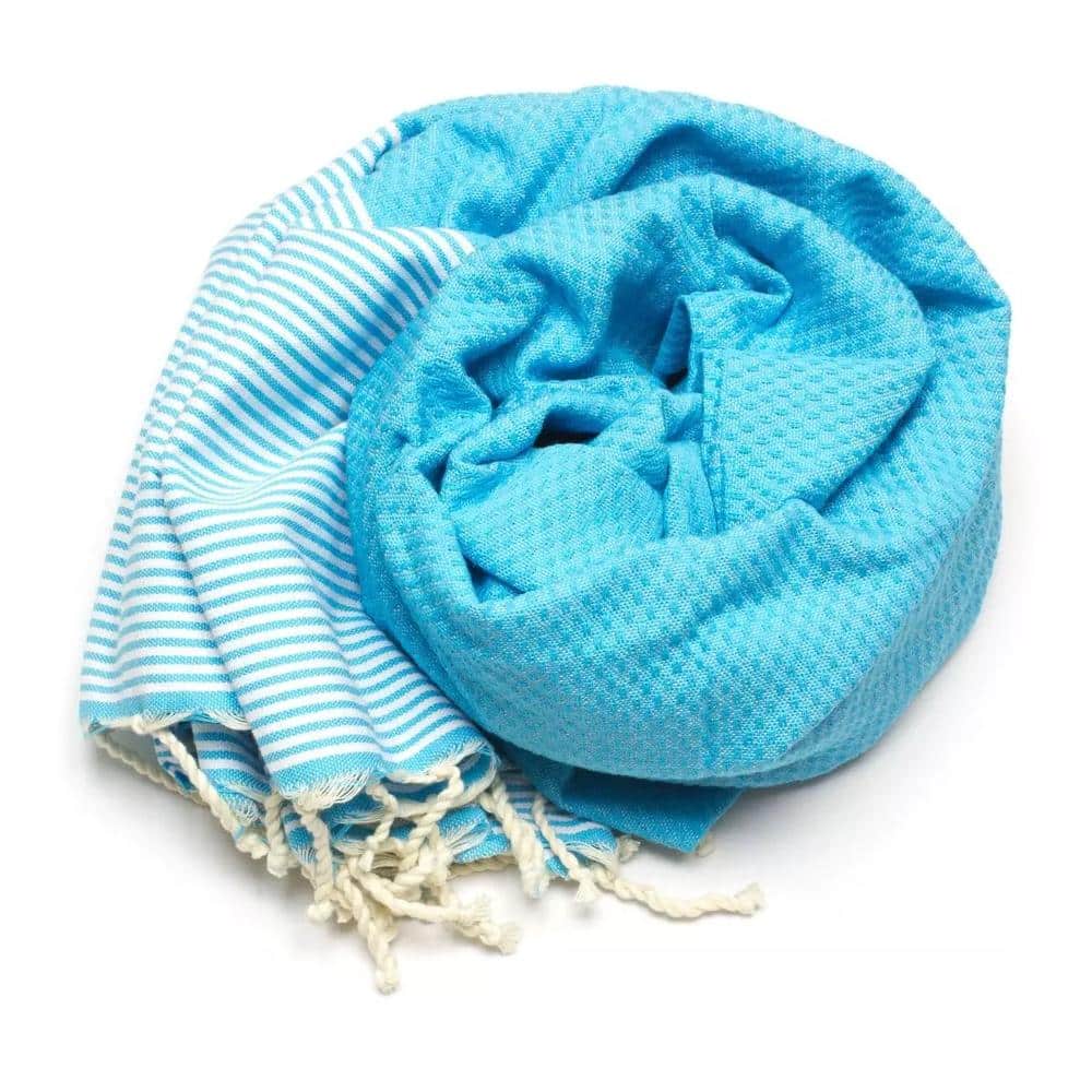 Tuch *Fouta* Hamamtuch Wabenmuster, Tropical Lagoon 200x100cm – Bild 2
