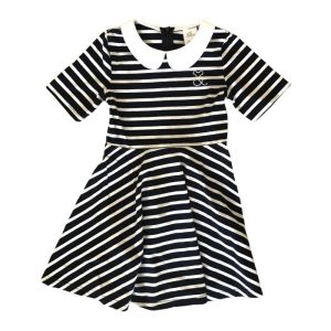 Maxi Kragenkleid mit Streifen