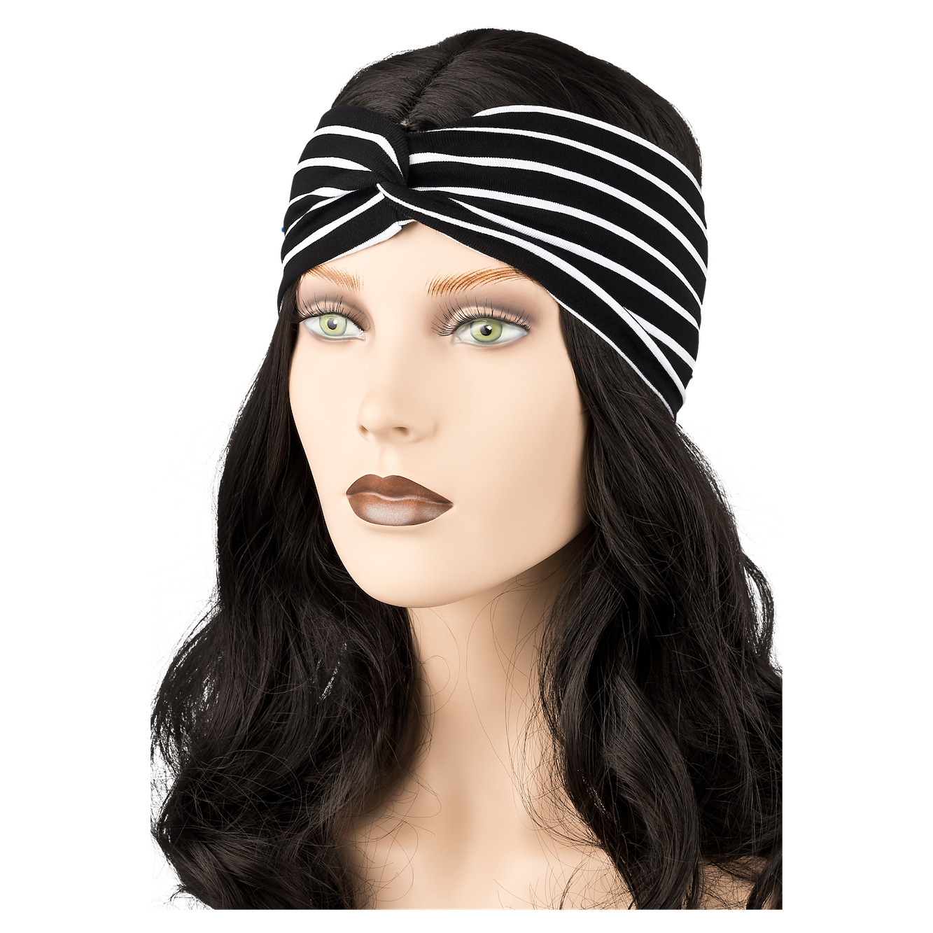 BRITT – STIRNBAND I Schwarz/ Streifen weiss I Knoten im Vorderteil I One Size