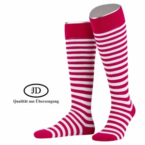 JD Kniestrümpfe Ringel Pink/Weiß, 45-47