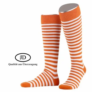 JD Kniestrümpfe Ringel Orange/Weiß, 42-44
