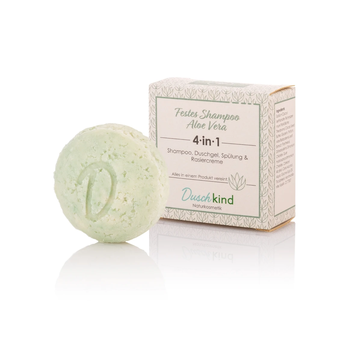 Duschkind Festes Shampoo für trockene Haare und spröde Haare mit Aloe Vera. 4in1 Formel56 Gramm