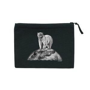 Pulverise Kosmetiktasche – schwarz mit Eisbär-Print 21x16cm