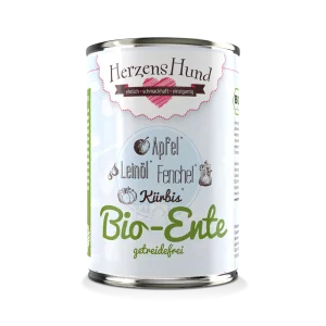 HerzensHund | Bio-Ente mit Bio-Gemüse -getreidefrei 12 x 400g Dosen