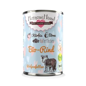 HerzensHund | Bio-Rind mit Bio-Kürbis – Welpe 12 x 400g Dose
