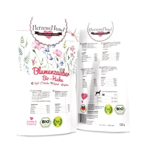 HerzensHund | Hundefutter nass Blumenzauber – Bio-Huhn mit Bio-Apfel 130g