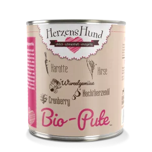 HerzensHund | Hundefutter nass Bio-Pute mit Bio-Gemüse 800g Dose