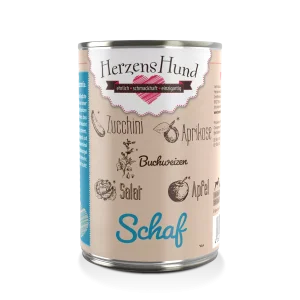 HerzensHund | Hundefutter nass Schaf mit Bio-Gemüse 400g Dose