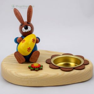 Teelichthalter Hase blau mit Ei