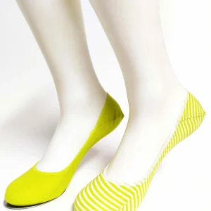 2 Paar Calze Footie Ringel/Uni Lemon,35-38