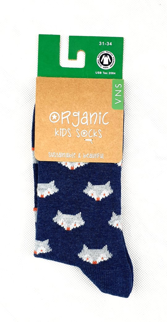 GOTS zertifizierte Bio Baumwolle Kids Socks mit “Fuchs Print”
