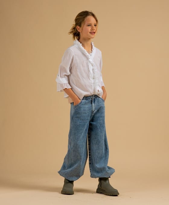 Volant Bluse, Weiß – Bild 2