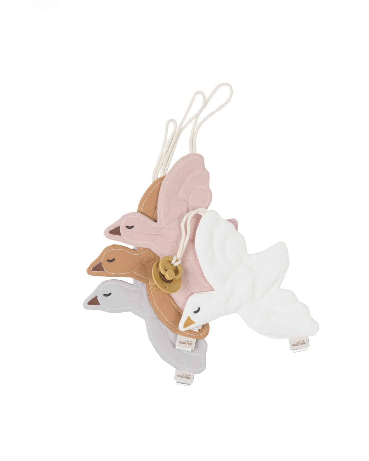 Schnullerhalter Vogel, Weiß – Bild 3