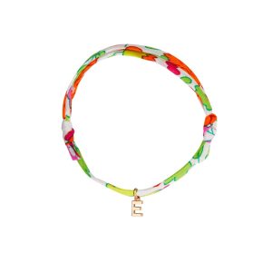 Personalisiertes Mini Buchstaben Charm Liberty Armband, Betsy Orange