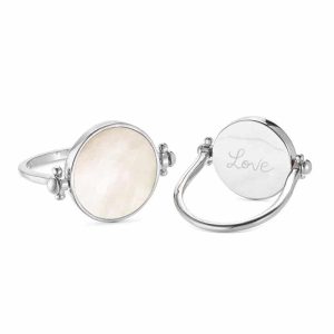 Personalisierter Perlmutt Flip Ring in 925er Sterlingsilber