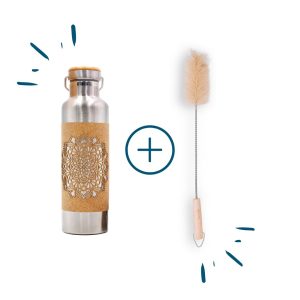 Salty Mind Edelstahltrinkflasche Kork Mandala 750ml + Flaschenbürste