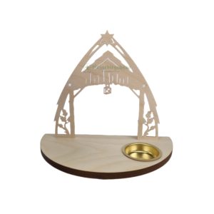 Teelichtleuchter Krippe, Stall – ohne Bestückung