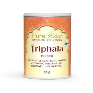 Triphala Pulver, Mischung aus Amalaki, Haritaki und Bibhitaki (Nahrungsergänzungsmittel aus Kräutern mit Polyphenolen) Bio, 50 g