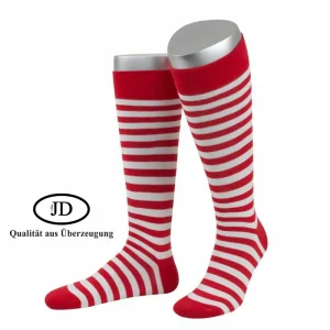 JD Kniestrümpfe Ringel Rot/Weiß, 36-38