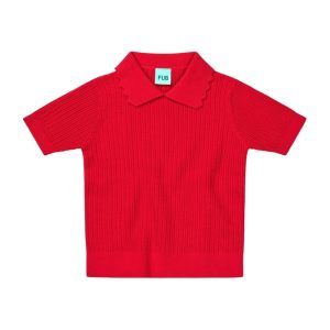 Pointelle T-Shirt, Ruby Red
