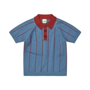 Polo Shirt, Stripes, Indigo/Chili
