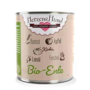 HerzensHund | Hundefutter nass Bio-Ente mit Bio Gemüse 800g Dose