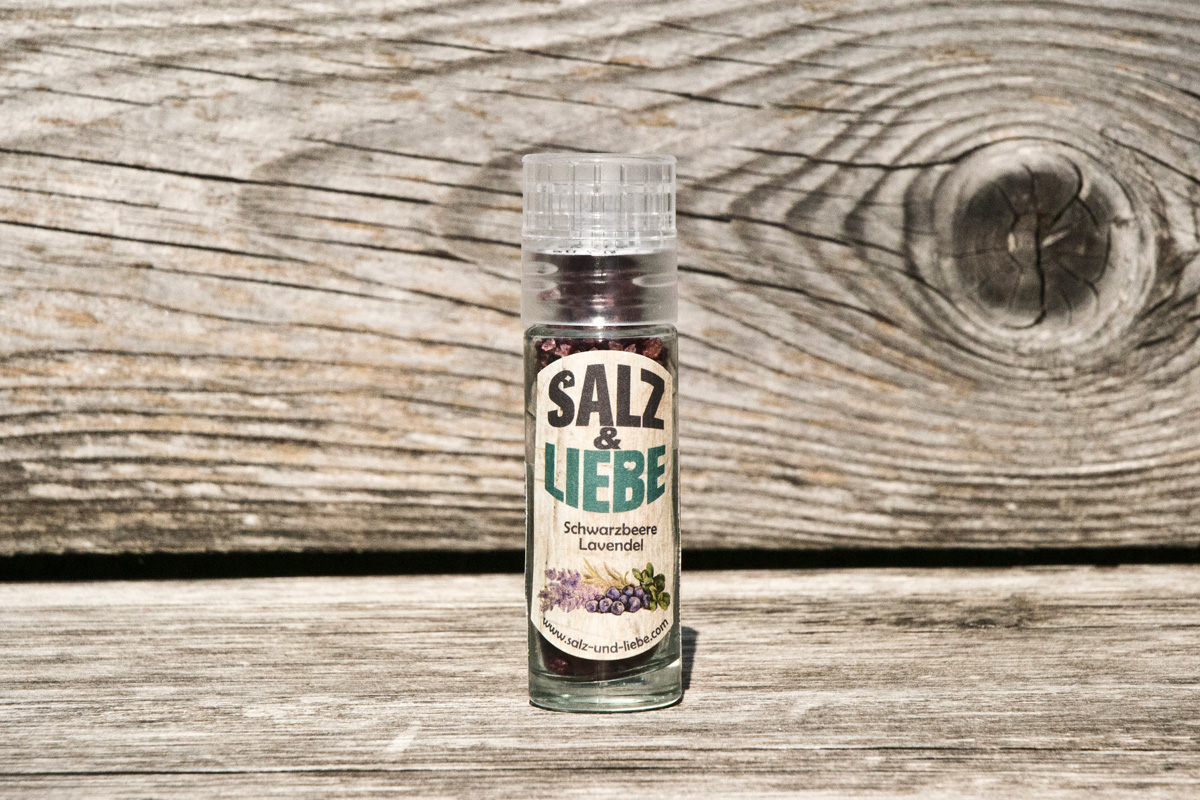 Steinsalz mit Bio Blaubeeren und Lavendelblüten Minimühle 25g