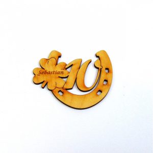 Hufeisen mit Kleeblatt und Zahl 10, 80 mm – ohne Füsschen