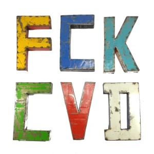 Buchstabe A-Z aus recycelten Ölfässern -22cm- Post-Oil Industrial Upcycling