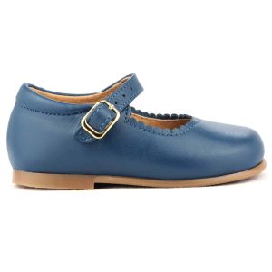 Klassische Kinderschuhe Mädchen Leder, Blau