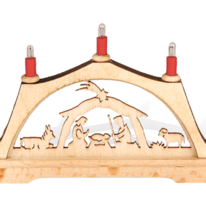 Mini-Schwibbogen Christi Geburt mit elektrischen Kerzen