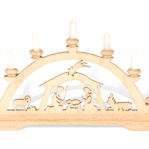 Mini-Schwibbogen Christi Geburt mit weißen Kerzen
