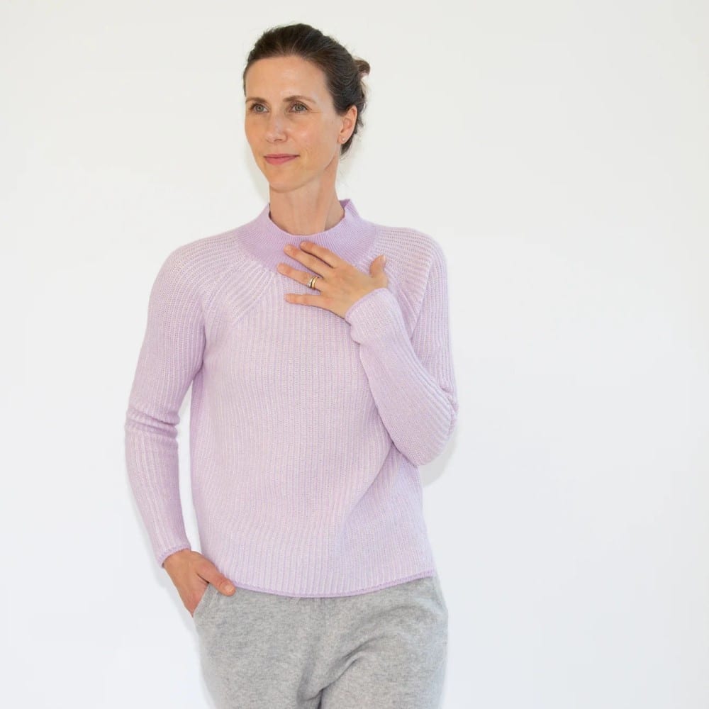 Pullover *Maud*, Mauve & Weiß, Kaschmir – Bild 2